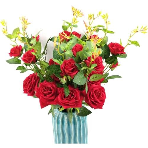 Simulation Flower Velvet Silk Rose Wedding Mariage Decoration Bride Bouquet Flowers Wedding Car Home Garden Decora DIY