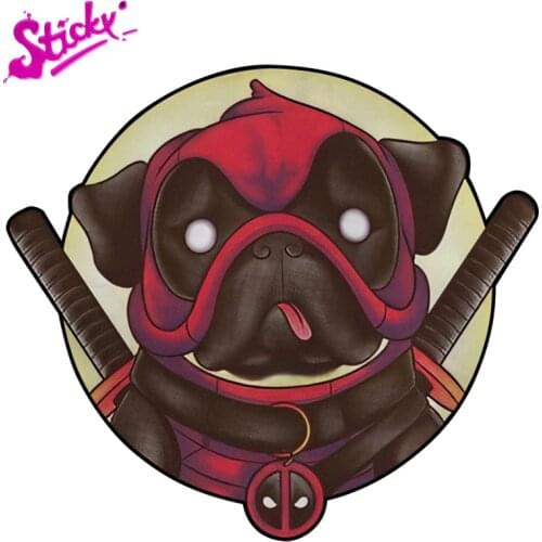 STICKY Funny Pug Dog Cosplay Death Ninja Skull Anime Car Sticker Decal Decor Motorcycle Off-road Laptop Trunk Guitar PVC