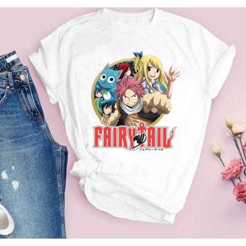 2021 Hot Japanese Anime Fairy Tail T Shirt Women Kawaii Summer Tops T-shirt Female Funny Cartoon Graphic Tees 90s Tshirt Female