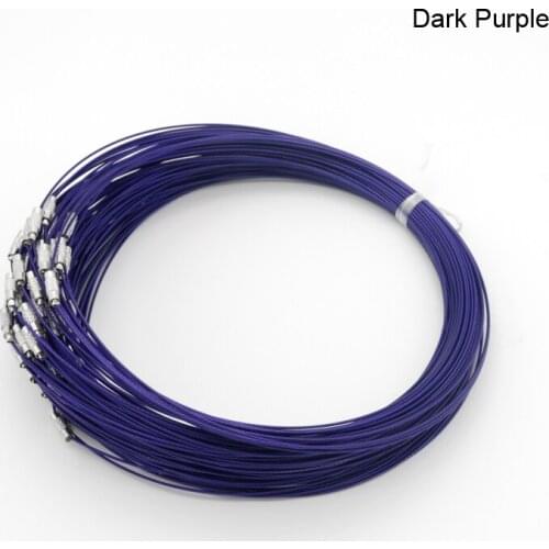 Hot Sale Purple Steel Wire Cable Cord Rope Chain Choker Necklace 50pcs/lot 1mm 18inch Jewelry DIY Findings 17 Color to Choose