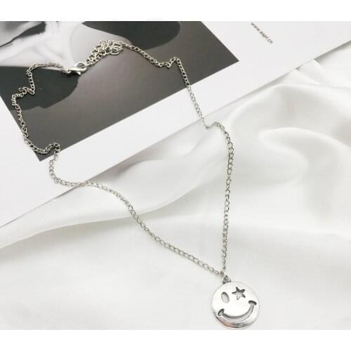 Fashion Smile Face Pendant Necklace For Women Men 2021 Trendy Link Chain Women Jewelry Hot sale