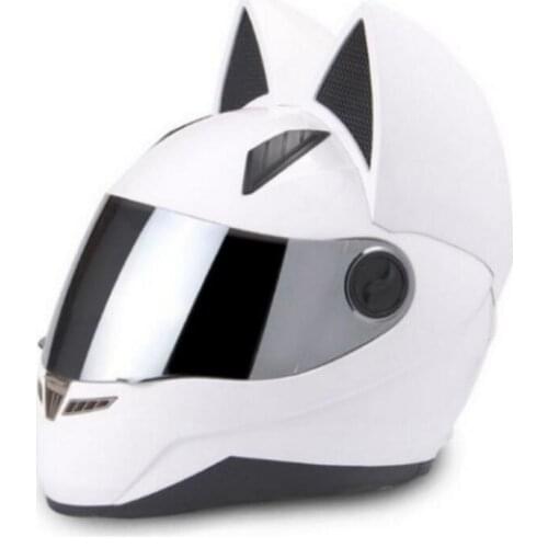 2018 Cat Ear Personality full Hair helmet motorcycle Helmet 4 Color Pink Yellow