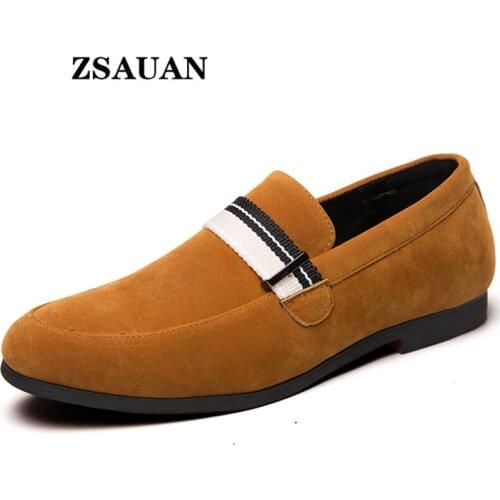 ZSAUAN Webbing Men Flats Oversize 38-48 Yellow Green Mens Faux Suede Loafers Casual Tiny British Style Man Dress Shoes Dropship