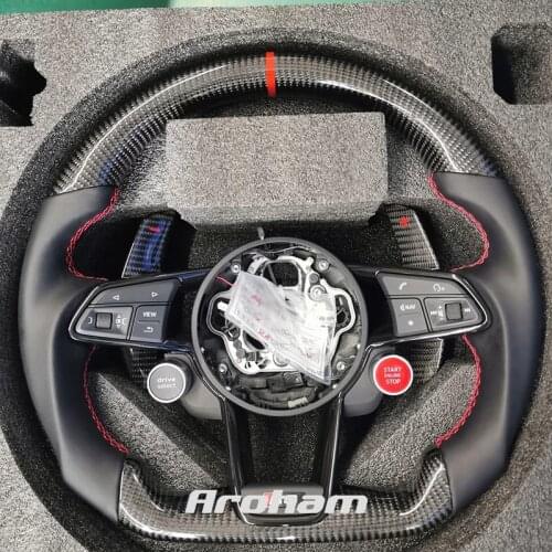 Customized Carbon Fiber Steering Wheel With Start Stop Switch Paddle Shifters For Audi A3 A4 A5 A6 A7 Q3 Q5 Q7 TT S3 R8 TTS