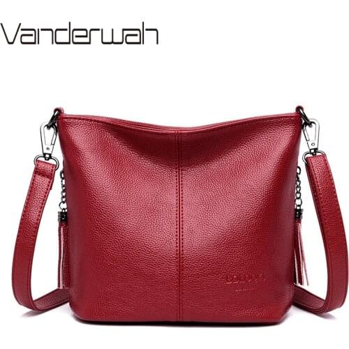 Ladies Hand Crossbody Bags For Women 2020 Luxury Purses And Handbags Women Leather Tassels Shoulder Bags Designer Bucket Sac