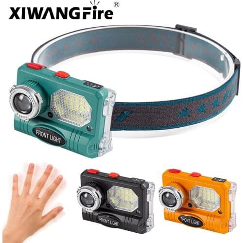 New Built-in Battery Induction Headlamp Flashlight Head Torch LED Type-c USB Rechargeable Headlight Fishing Lantern Head Light
