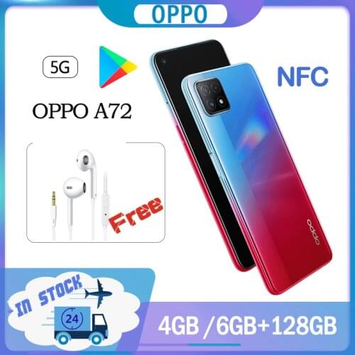 OPPO A72 5G Smartphone 4GB Ram 128GB Rom Original Official New 6.5 inch 90Hz 6GB 128GB MT6853V 2400x1080 18W Charger NFC Google