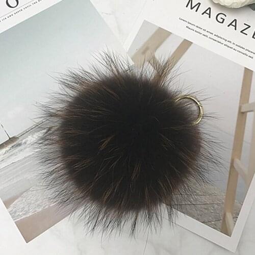 Pompom Keychain Pendant Keyring Charm Real Fox Fur Fluffy Luxury Fur-Ball Women Bag Decor Car-Charm Accessories