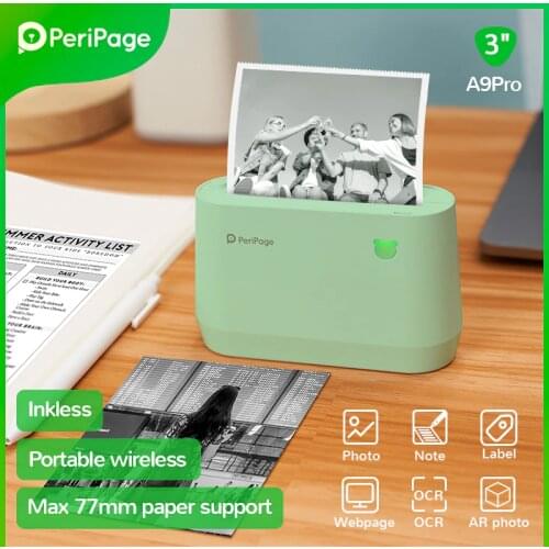 PeriPage Portable Thermal Bluetooth Printer A9Pro 304dpi Grayscale Picture Photo label mini Printer for Android IOS