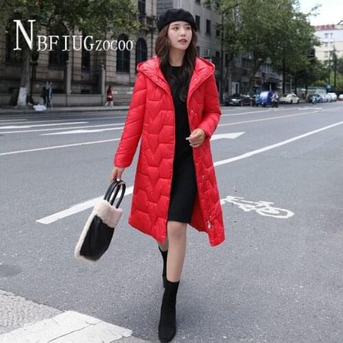 Red Beige Black Color Waist Strap Pocket Women Parkas Slim Female Jacket