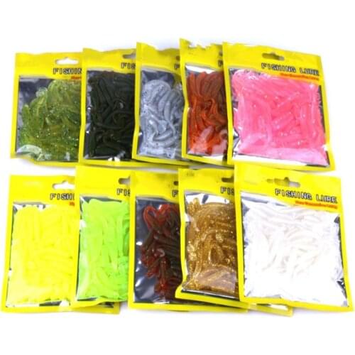 50pcs/lot Tail Soft lure Fake Bait Saturn Worm 0.6g/ 5.2cm Glow in Dark Silicone Lure Jig Head Soft Bait Carp Bass Fishing Peche