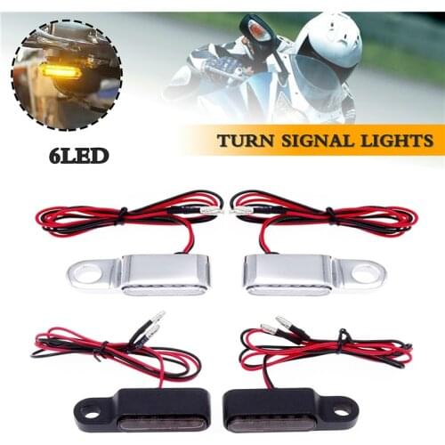 1 Pair Silver/Black Motorcycle Signal Lights 6 LED Turn Lamp Aluminum Alloy Bicycle Handlebar Blinker Replacement Accessories
