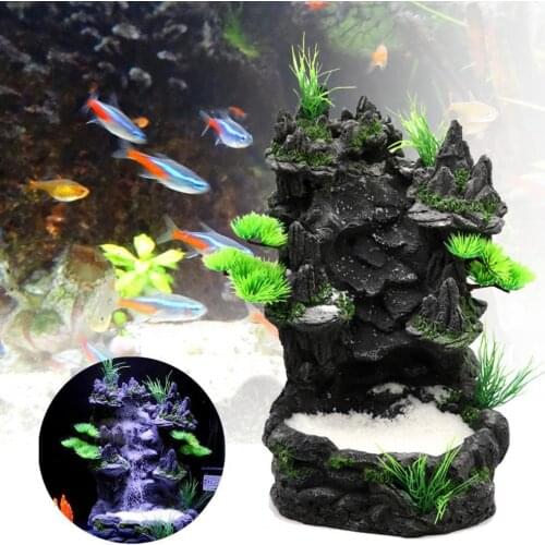 Aquarium Decoration Resin Rockery Fish Tank Landscaping Water Quicksand Waterfall Ornament Decoration Aquarium Accessories