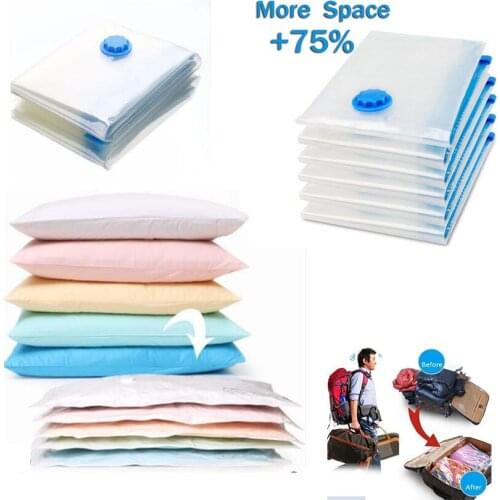 2Pc Vacuum Space Saver Bag Compressed Organizer Clothing Quilt Air Pump Seal Bag for Organizing Cupboard Wardrobe
