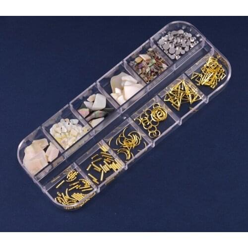 1 BoxManicure Accessories Mixed Shell Slices Gradient Crushed Stone 3D Nail Art Decorations UV Gel Design