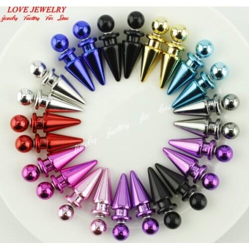 10Pairs/Lot Fashion Brand Stud Earrings Flower For Women Double Sided Earrings Brilliant bullet Boucle D'oreille Femme