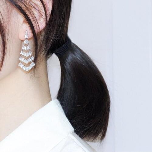 11.11 fashion Christmas tree design cubic zircon tassel earrings 2020 for women wedding jewerly accessories best bijoux gift