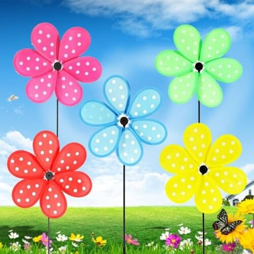 5pcs Colorful Dot Wind Spinners Lawn Pinwheels Windmill Party Pinwheel Wind Spinner for Garden Patio