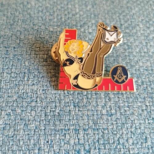 Wholesale 50pcs 1.5" Soft Enamel Ladies of the Lodge Pin-Up Girl Model Sexy Masonic Lapel Pin