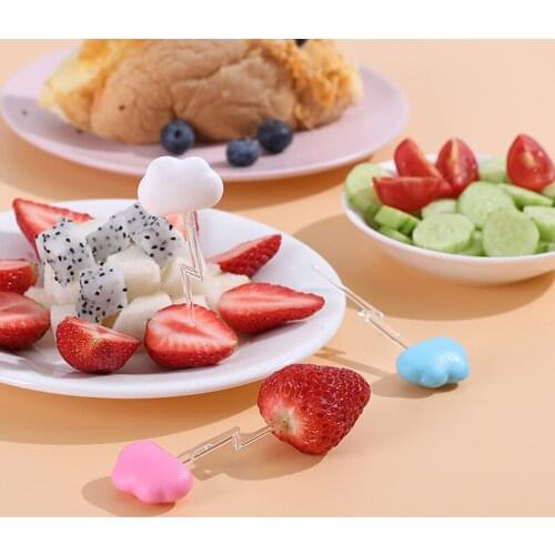 6Pcs Mini Kids Cloud Fruit Fork Cartoon Snack Cake Dessert Food Fruit Toothpick