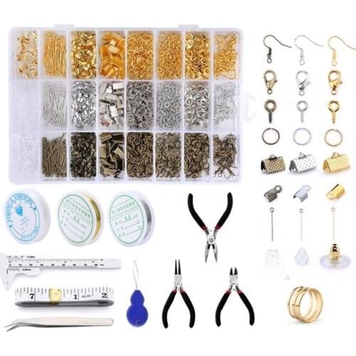 Jewelry Findings Set Jewelry Making Tools Copper Wire Open Jump Rings Earring Hook Jewelry Making Supplies Kit