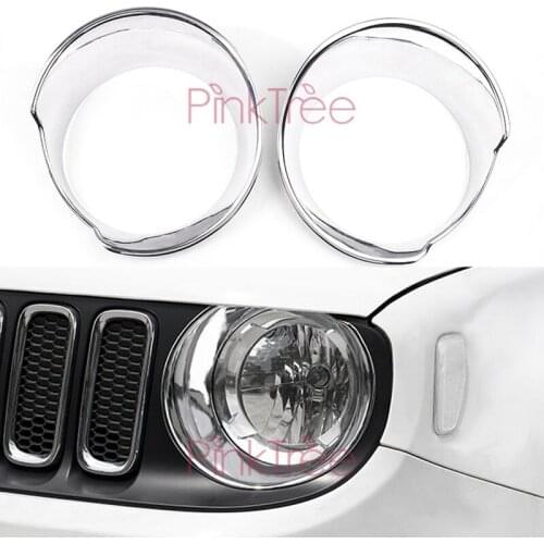 Accessories For Jeep Renegade 2016 Headlight Head Lamp Cover Trim Chrome Car Decoration Styling