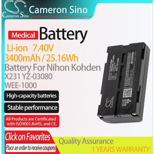 CameronSino Battery for Nihon Kohden WEE-1000 fits Nihon Kohden X231 YZ-03080 Medical Replacement battery 3400mAh/25.16Wh 7.40V