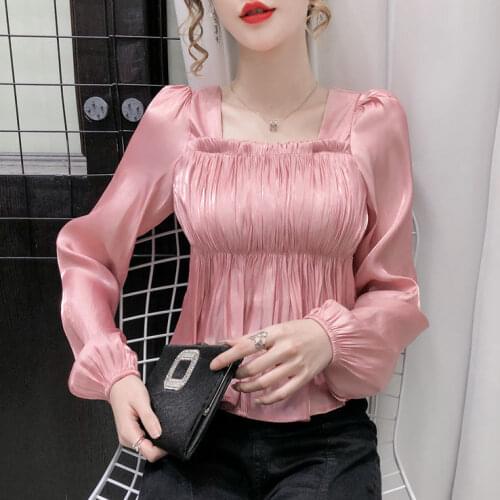 Blouse Women Retro Long-Sleeved Shirt Womens Slim Top Women Blusas Ropa De Mujer
