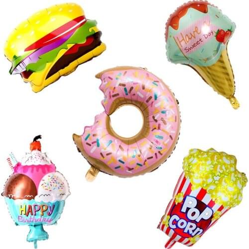 Large Cream Hamburger Doughnut Foil Balloons Air Wedding Helium Baloon Birthday Party Decorations Kids Adult BabyShower Supplies