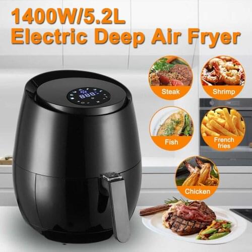 1400W 5.2L Household Oil free Air Fryer Health Fryer Cooker Smart Touch LCD Digital Airfryer Pizza Multi function Smart Fryer