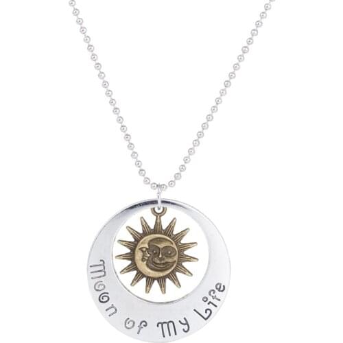 Fashion Sun & Moon & Star Pendant Necklace Gift For Women Men Girl Boy Long Link Chain Metal Chain Necklace Jewelry Gift