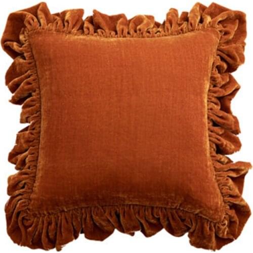 Deluxe Euro Cushion Cover Soft Decorative Pillow Case With Wrinkle Tassel For Couch Bed Rectangle Solid Color 30x50cm