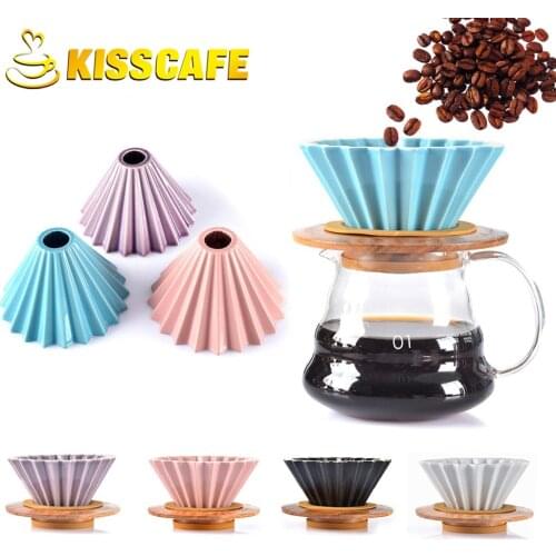 Flowers Ceramic Coffee Cup Espresso Coffee Filter Cup Origami Filter Cups V60 Funnel Drip Hand Cup Filters Coffee Accessories