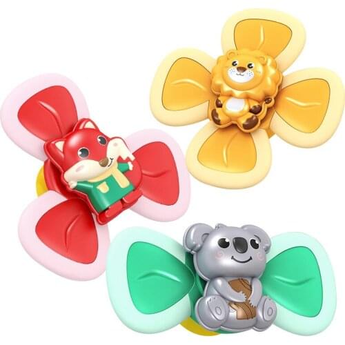 3pcs Baby Bath Toys For Kids Spinner Toy Cartoon Animal Rotating Suction Cups Eating Suction Cups Dining Chairs Toys For Baby