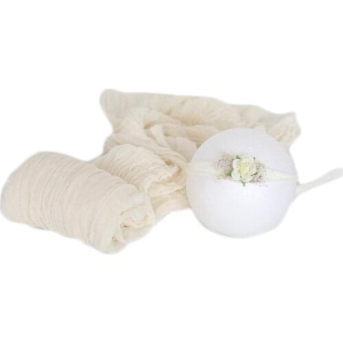 Baby Wrap and Headband Handmade Baby Girl Tieback Set Newborn Girls Swaddle Blanket Infant Cocoon Photography Props