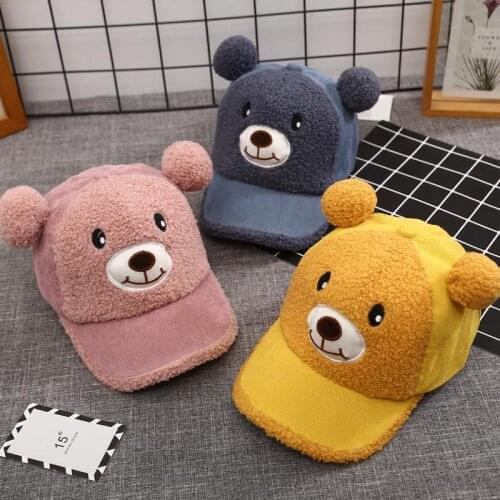 Cute Bear Baby Girl Hats Double Ball Hat Girl Boy Sun Hat With Ball Spring Winter Newborn Photography Road Baseball Cap