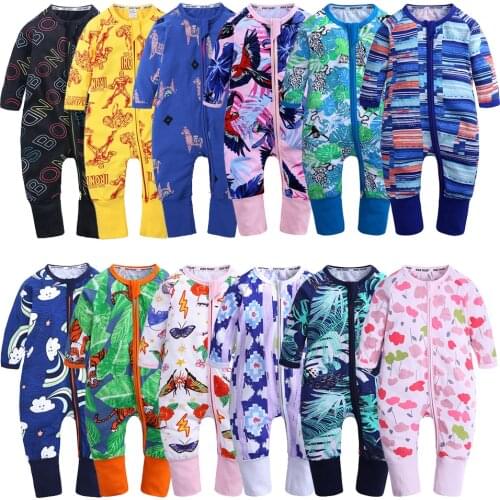 Newborn Baby Boys Girls Romper Cartoon Print Cotton Long Sleeve Jumpsuit Infant Clothing Pajamas Toddler Baby Clothes Outfits