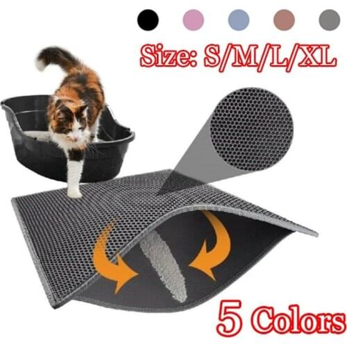 EVA Double-Layer Pet Cat Litter Mat Portable Waterproof Cats Mat Supplies Trapper Pad Smooth Surface Waterproof Breathable Holes