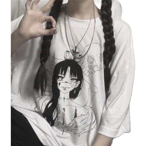 Harajuku Streetwear Japan White Black Summer t shirt Females Tshirt Students Streetwear Women Fashion Oversized T Shirts