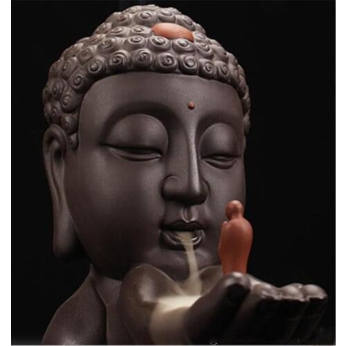 Ceramic Buddha Backflow Incense Burner Creative Home Decor Zen Incense Holder Buddhist Censer