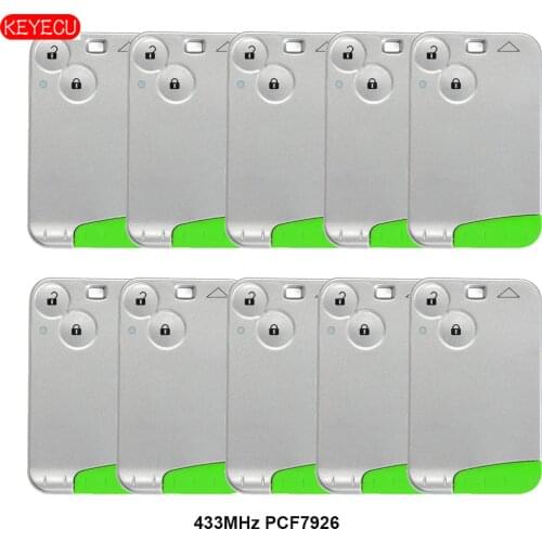 KEYECU for 10PCS KYDZ Remote Key Fob 2BTN 433MHz PCF7926 for Renault Laguna Espace Vel-Satis 2001-2006