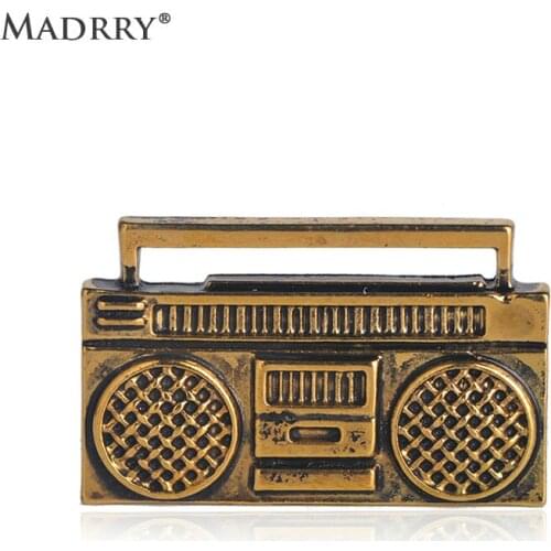 Madrry Classic Vintage Radio Shape Brooch Antique Decoration Brooches For Women Men Gifts Hat Collar Clip Up Accessories Pins