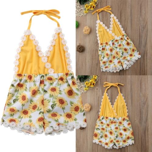 Pudcoco Newborn Baby Girl Strap Romper Sunsuit Floral Summer Sleeveless Solid Clothes Outfits