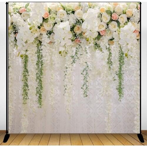 Mehofoto Floral Wall Photography Backdrop White Pink Flower Wedding Photo Background Romantic Rose Floral Backdrops for Wedding