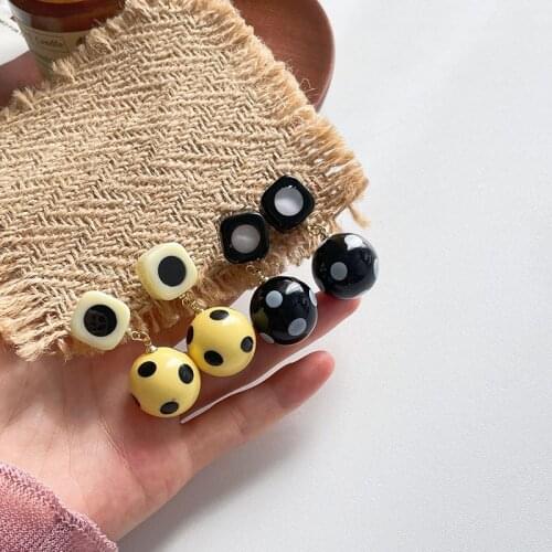 Fashion Pointed Square Ball Earrings For Women 2021 New Yellow Black Vintage Jewelry Personality Earings Wholesale