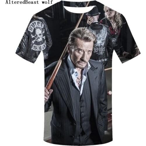 2019 Streetwear Johnny Hallyday Rock Star 3d Tees Shirt for Sale Men Short Sleeve T-Shirt Crew Neck Men cool funny T Shirt