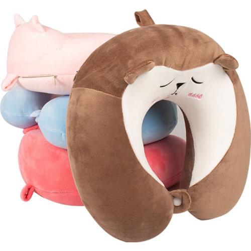 Soft U-Shaped Crystal Velvet Sleep Neck Protection Pillow Office Cushion Cute Lovely Travel For Adults