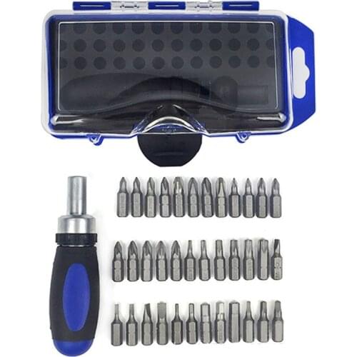 38PCS/Set Ratchet Screwdriver Set with Handle, Hex Shank Bits Auto Repair Tool Home Multi-function Screwdriver Set