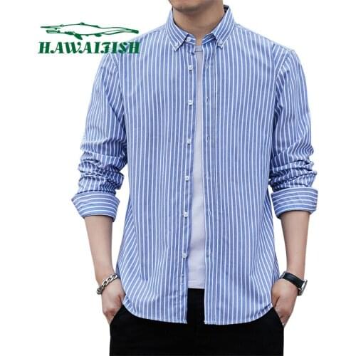 2021 spring new mens long-sleeved shirt business shirt casual cotton plaid shirt striped shirt camisa hombre