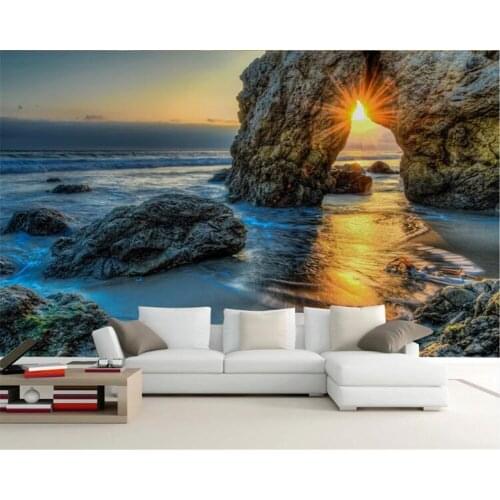 Beibehang Customized Wallpaper 3D Mural Fashion Romantic Sunset Landscape Oil Painting TV Background Wall papel de parede